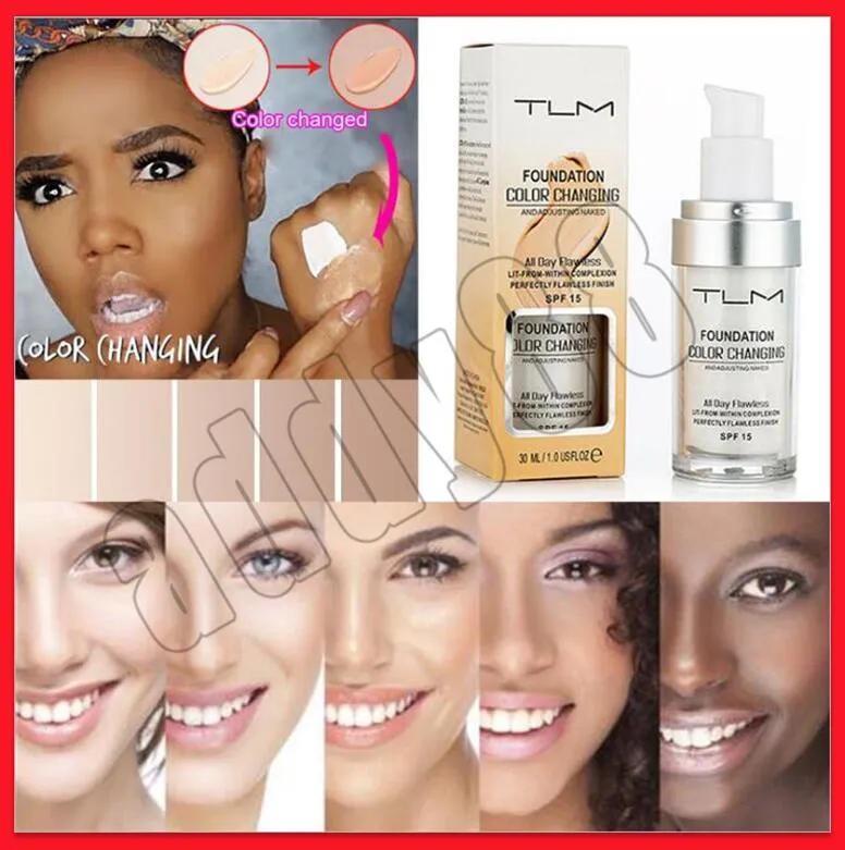 NEW Face Makeup TLM Liquid Foundation Color Changing All Day بلا عيوب 30 مل تغيير لبشرتك من Blending Concealer