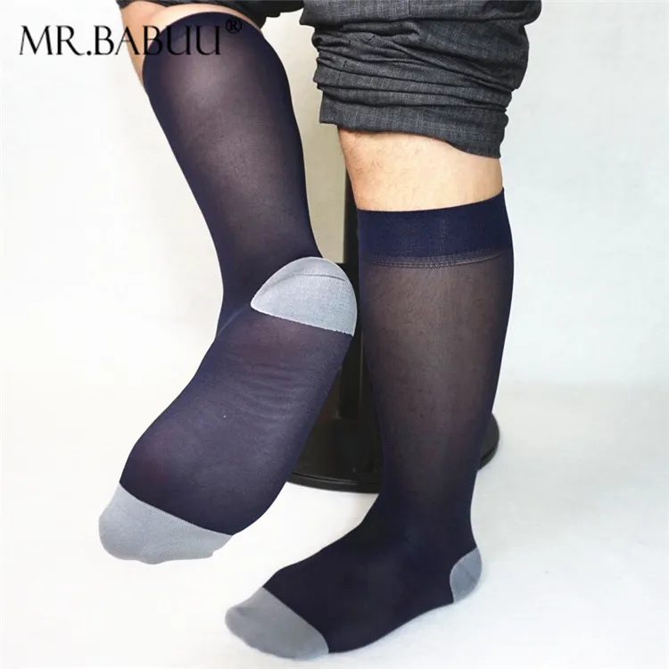 white christmas dresses Glossy Ultra Thin Nylon Dress Socks for Men