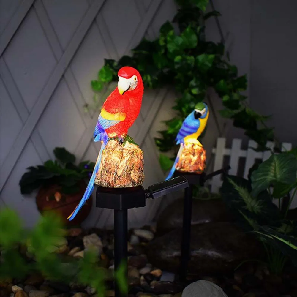 手作りシミュレーション庭の装飾オウム創造的な羽根芝細岩の飾り動物の鳥の支柱