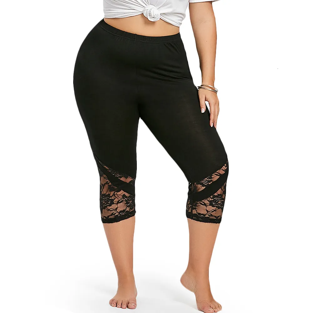 Plus size capri leggings with lace sale