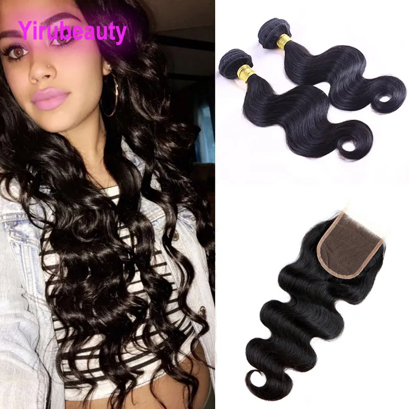 Peruvian Unprocessed Human Hair Lace Closure With Bundles Body Wave Can Be Dyed 2 Bundles 4X4 Lace Closures