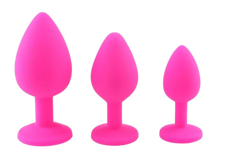 DOMI 3 pcs Plugue Anal Silicone Pequeno Médio Grande Brinquedo Anal Jóias De Cristal Butt Plug Unisex Adulto Jogo Brinquedos Sexuais S924