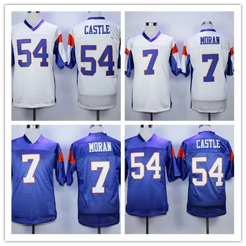 Men's 7 Alex MORAN Jersey Blue White Mountain State BMS TV Movie Jerseys 54 Kevin Thad CASTLE Embroidery Logos Sports Shirts Size S-4XL