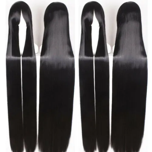 60 "/ 150cm Zwart Extra Long Cosplay Pruik Cosplay Party Kostuum Anime Haar Pruik