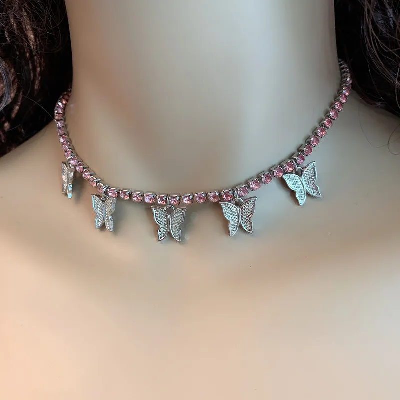 Farfalla aprile Birthstone diamante bianco collana pendente donne ragazze gioielli regalo di compleanno – Aurora Tears