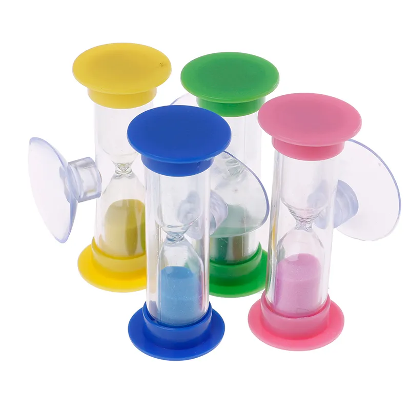 Mehrfarbige Kinder-Sanduhr aus Mini-Glas, Sanduhr für Zähne, Gadget, Zahnbürste, drehbar, Sandzeit, Minuten, Dusch-Timer, 1 Stück, 2 Minuten