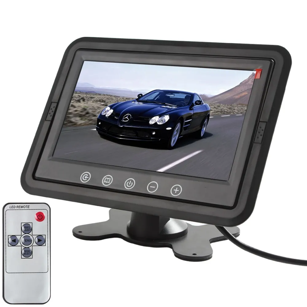 Freeshipping 7 "Écran LCD couleur TFT 800X480 Moniteur de vue arrière de voiture d'appui-tête autonome avec entrée vidéo 2CH