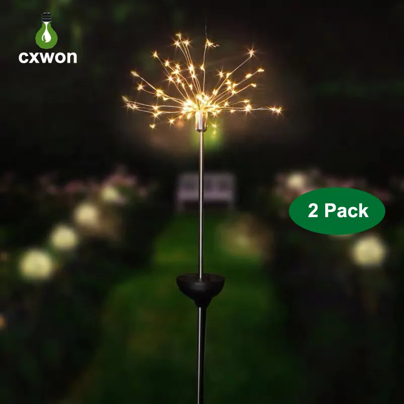 Hot Solar Powered LED Firework Lamp 90pcs 150pcs LEDs Holiday Decoration String Lights with 8 Working Modes Outdoor Landscape Light