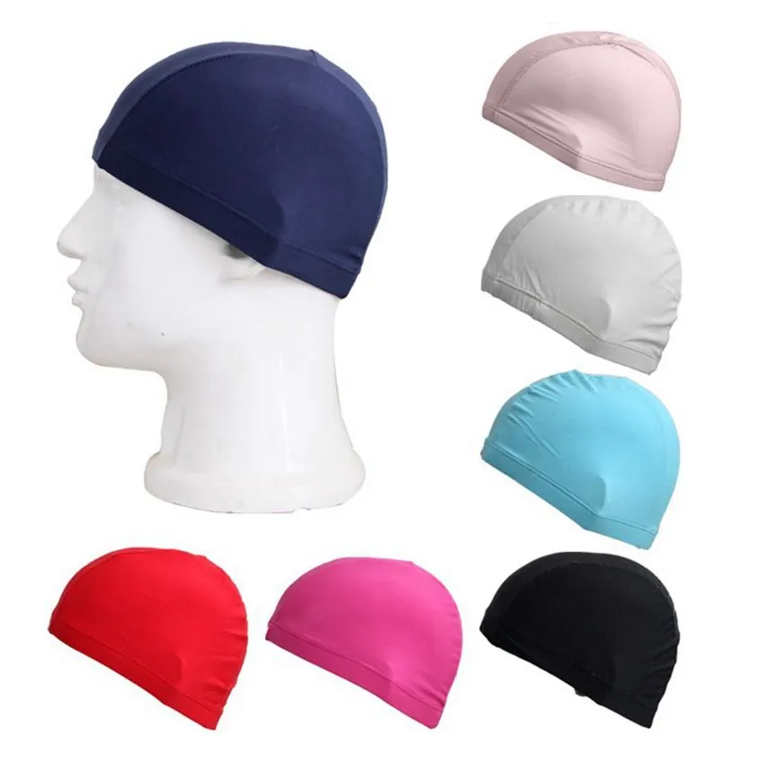 Mens Candy colori Cuffia da nuoto unisex Nylon Cloth Cuffia da doccia per adulti Cuffia da bagno impermeabile Solid Swim Hat Sea shipping LJJA3841