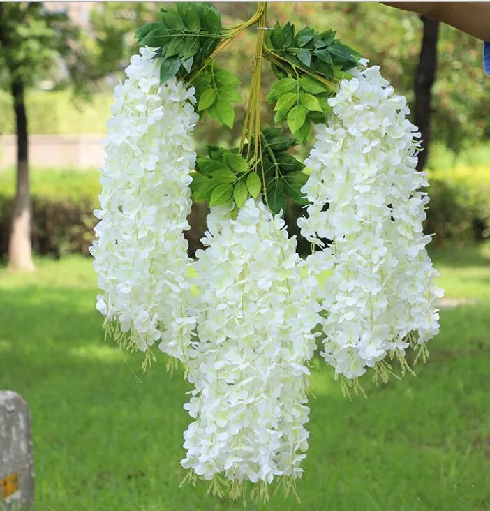 Elegante kunstmatige zijden bloem Wisteria vine rotan voor bruiloft center stukken decoraties boeket garland 001