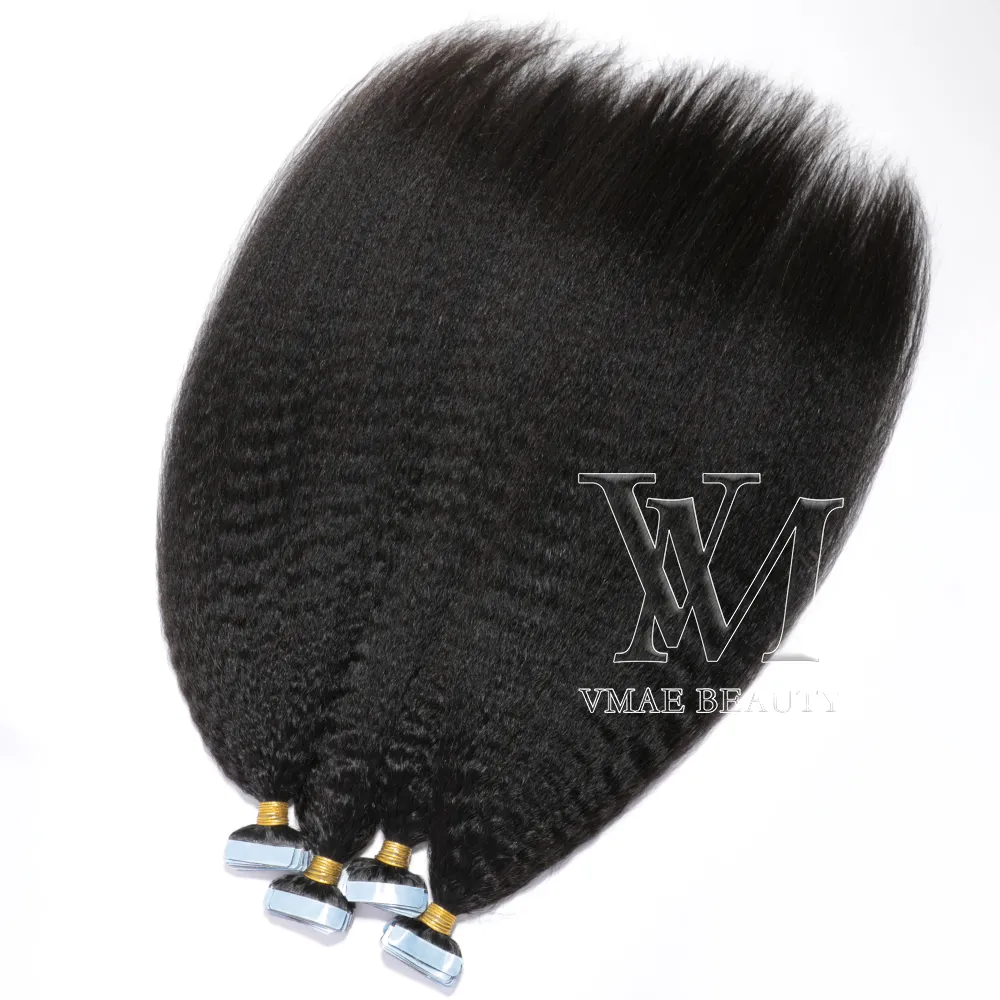 Vmae cheveux indiens unique 100g crépus droite couleur naturelle 100% non transformés vierge cheveux humains bande ins Extensions de cheveux humains