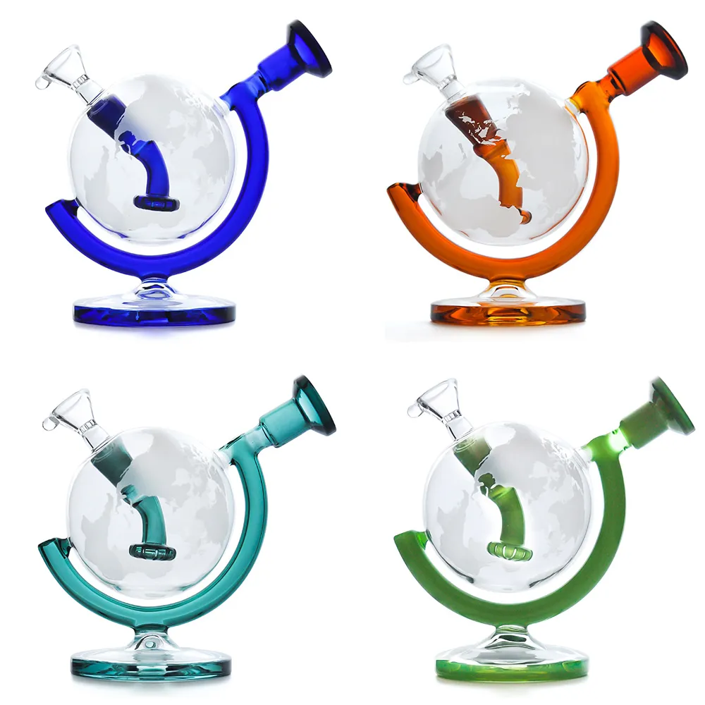 Glass Bong Dab Rig Water Pipes 5.7inches Hookahs Globe Recycler Bubbler With Bowl Oil Rig Rök Tillbehör