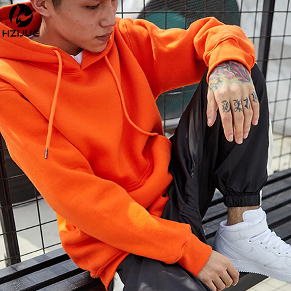 Moda Kolor Hooides Męskie Grube Ubrania Zimowe Bluzy Mężczyźni Hip Hop Streetwear Solid Fleece Hoodky Man Odzież USA Rozmiar