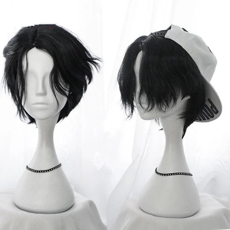 Black Gradient Bl Men Pruik Daily Harajuku Cos Kawaii Gothic Hair Kort Haarstukje