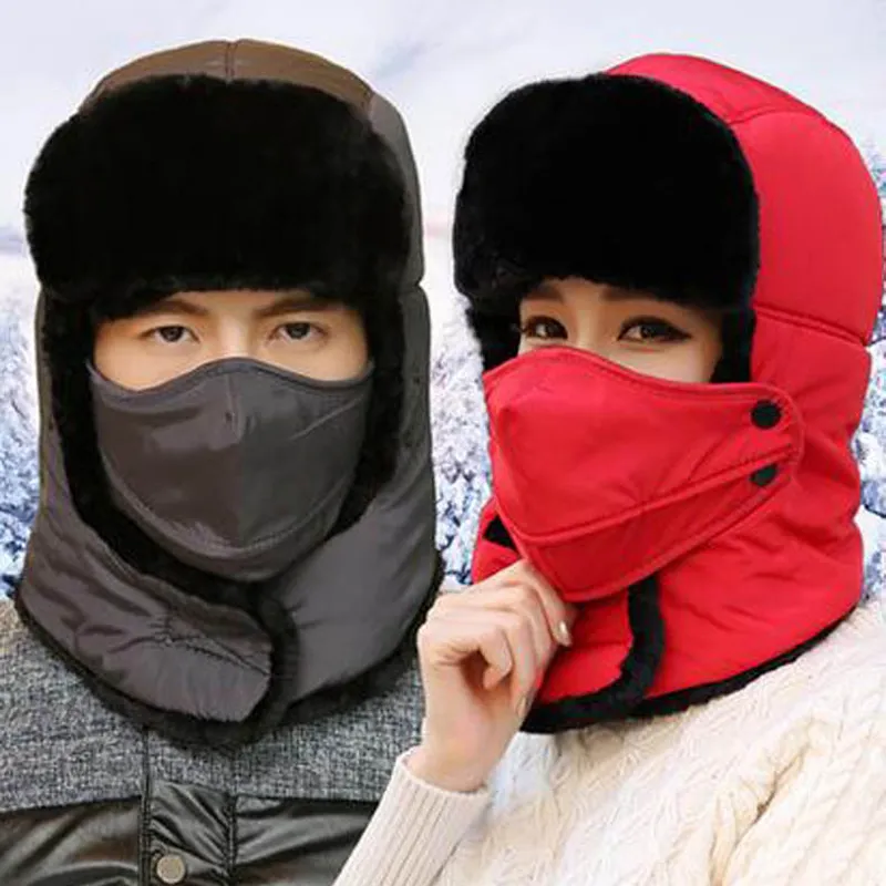 Winter mannen vrouwen trooper hoed sneeuw oorbeschermers trapper hoed Russische unisex waterdichte bommenwerper hoed houden warm winddicht ski