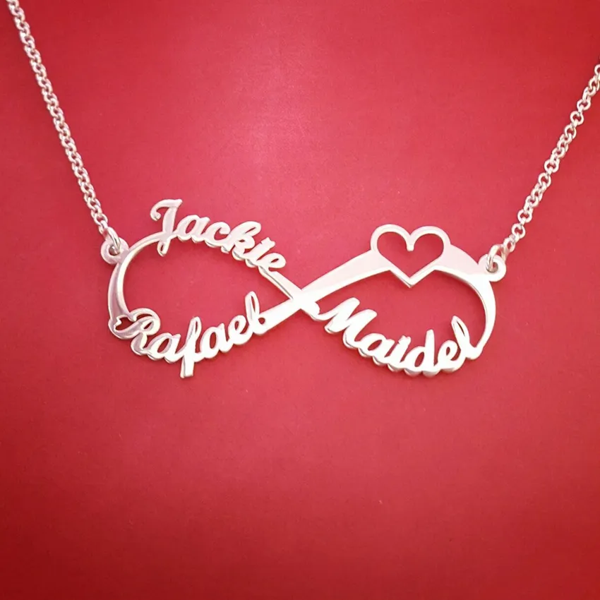 Zilveren Gepersonaliseerde Custom Naam Infinity Ketting Mannen Dames Kids Kind Vriendschap Kerstfamilie Sieraden Vriend Gift