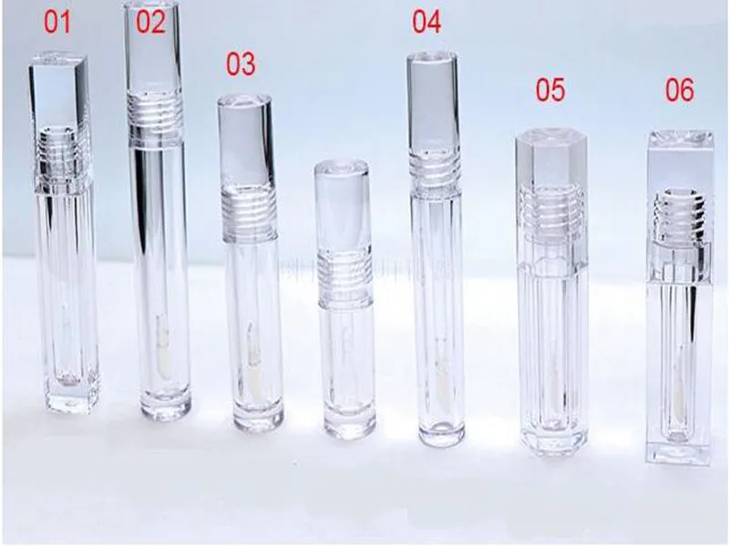 Dudak Parlatıcı Tüpü Packaging Şeffaf Lipgloss Tüpler Yuvarlak Kare Temizle Kozmetik Konteynerleri Dudak Parlatıcı Tüpü boşaltın