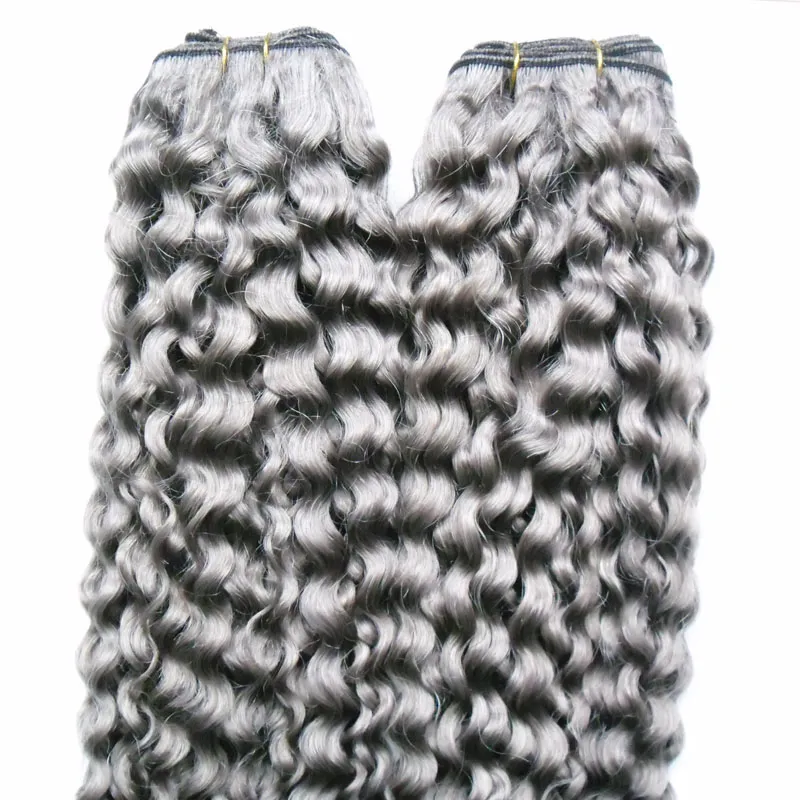 brazilian kinky curly virgin hair 2pcs Human Hair Weaving Bundles grey virgin hair 2Piece Non-Remy Bundles