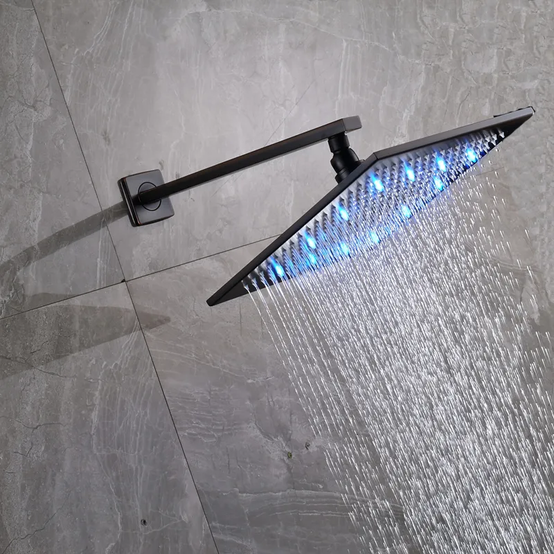 16 Square LED Rainfall Shower Head Wall & Ceiling Mount, Oil Rubbed ...