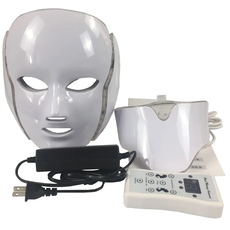 PDT 7 DIODO EMISSOR de Luz Terapia Máscara Facial Máquina de Face LED Pescoço Máscara Com Microcorrente Para A Pele Branqueamento Rejuvenescimento Equipamento Frete Grátis