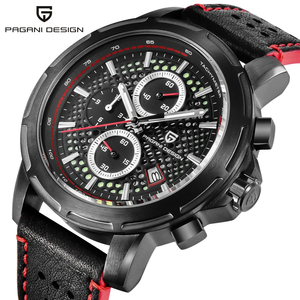 Reloj deportivo PAGANI de diseño a la moda con esfera grande azul, reloj deportivo militar para hombre, reloj de pulsera de cuarzo, reloj cronógrafo luminoso para hombre, reloj hombre289S