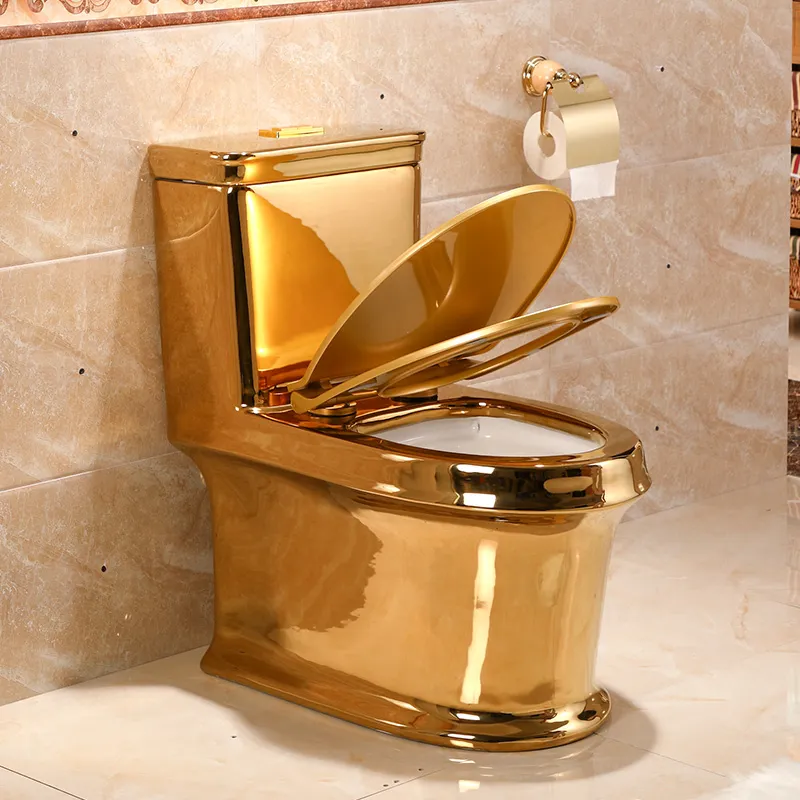 Waterbesparende Art Gold Toiletbrillen Sifon Stil Zittend Urinoir Golden Vine patroon porselein keramische badkamerarmaturen295A