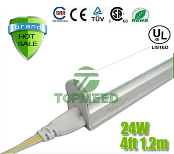 CE UL Integrated 1.2m 4ft T5 22W Led Tube Light 96Leds 2400lm Led lighting Replace Fluorescent Tubes Lamp lights +Warranty 3Years X25