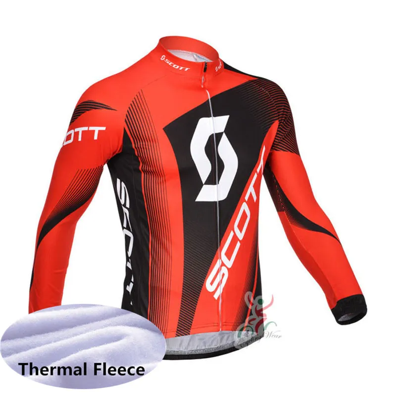 Scott Team Mens Cycling Winter Thermal Fleece Jersey MTB Bicycle Shirt Lång ärm Racing Tops Cycling Clothing Ropa Ciclismo Y20122501