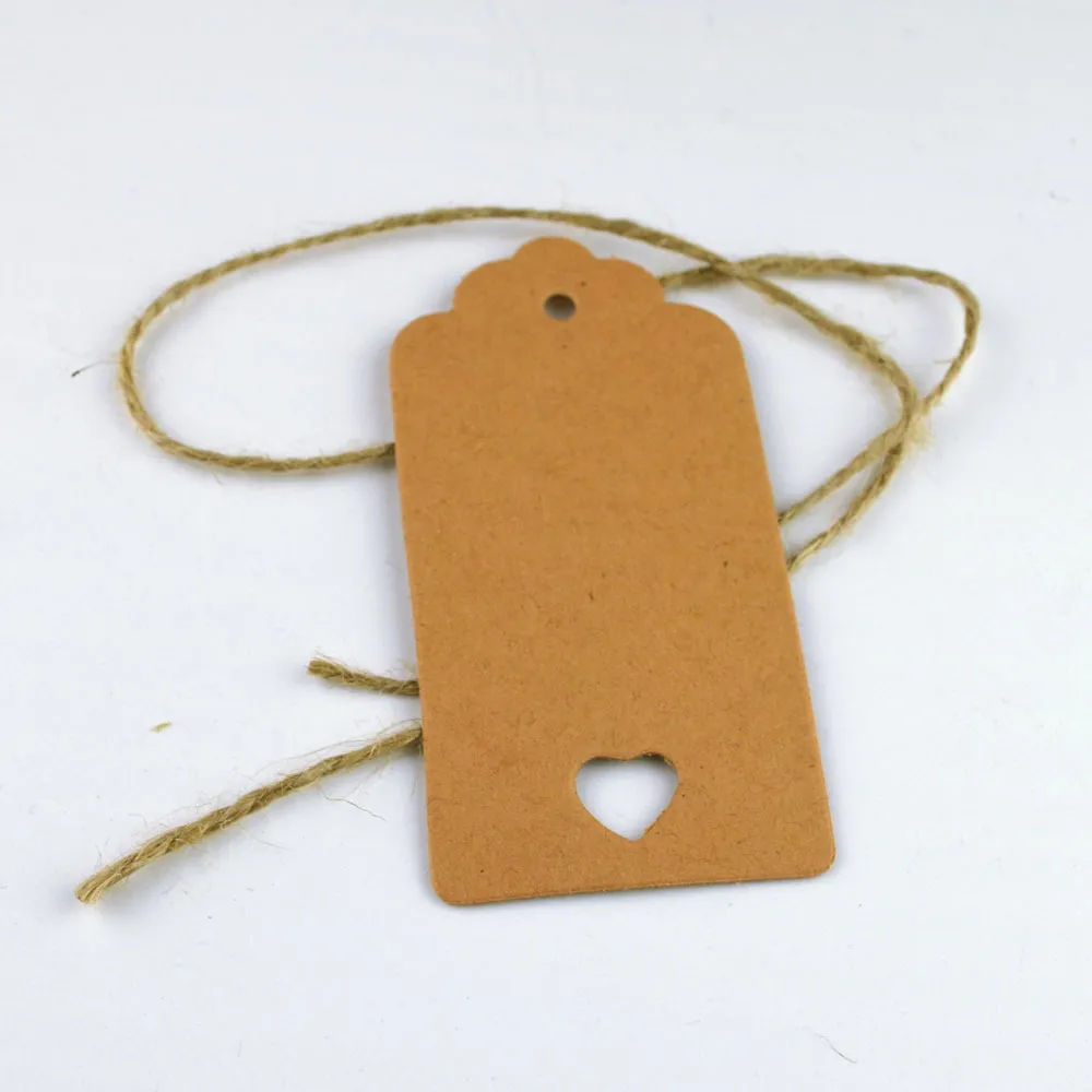 100pcs/bag Blank Strings Price Tags Kraft Paper Prices Labels