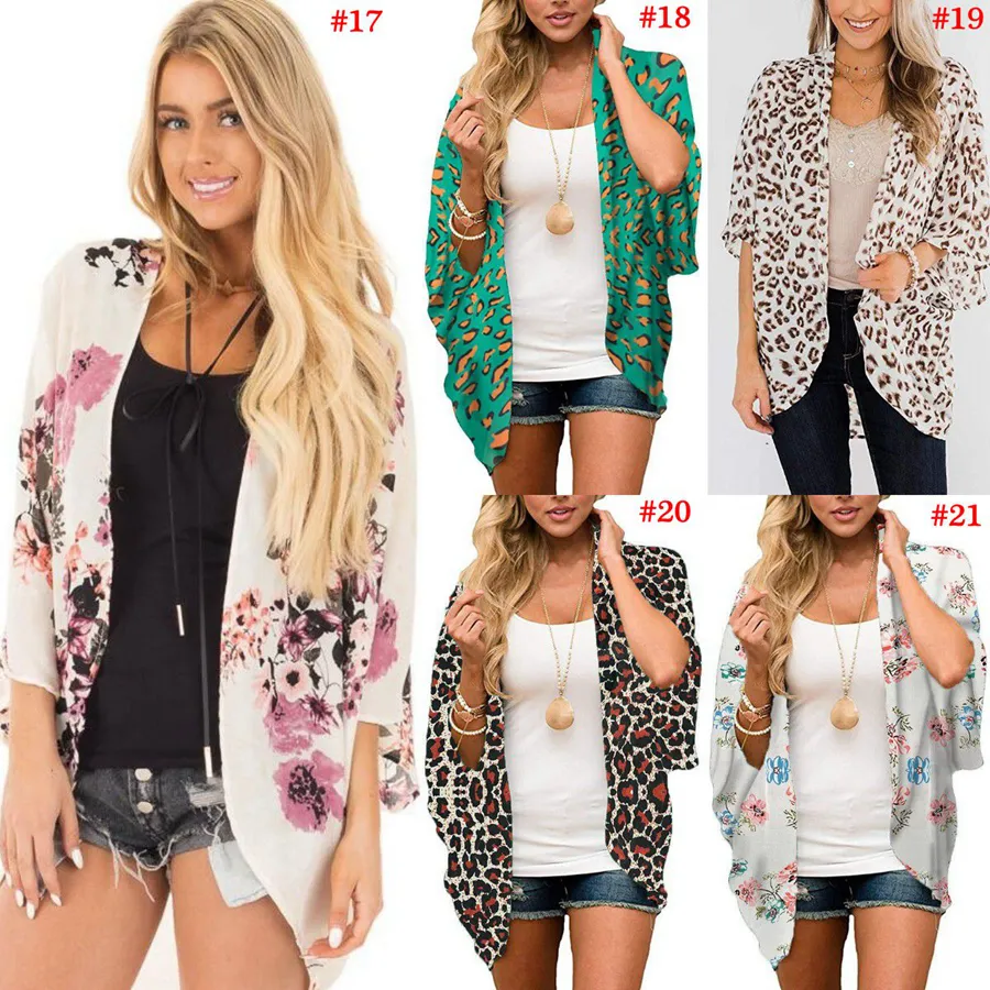 Chiffon Beach Cardigan Summer Women Boho Cover Up Lace Floral Cardigans Digital Printed Kimono Chiffon Blouse Maternitt Tops LJJO8130