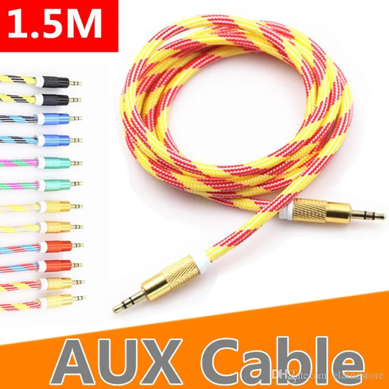 2020 Nouveau Câble AUX 3,5 mm OD 5.0 ​​Thicker Nylon Tressé audio auxiliaire anti-emmêlement Câble 5ft 1.5m pour Casque Home Autoradios