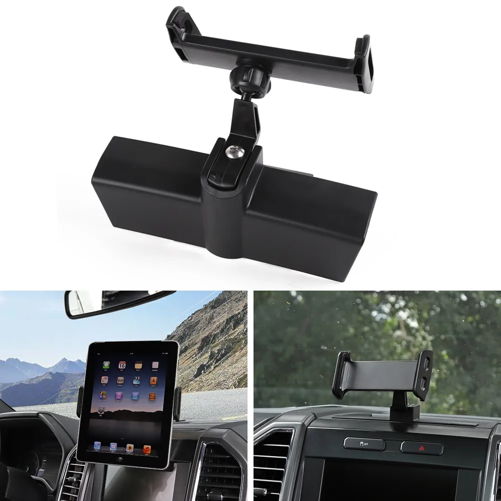 ABS svart universell 360 graders dedikerad biltelefon tablett står för FORD F150 2015+ Bilresor