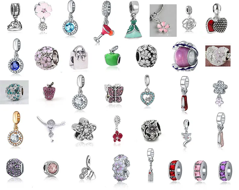 IM ANGEBOT für Pandora-Charm-Armbänder, 200 Stück, Mix aus Silber, Emaille-Charms, Anhänger, Perle, 925er Silber, baumelnd, DIY-Schmuck, europäische Schlangenkette