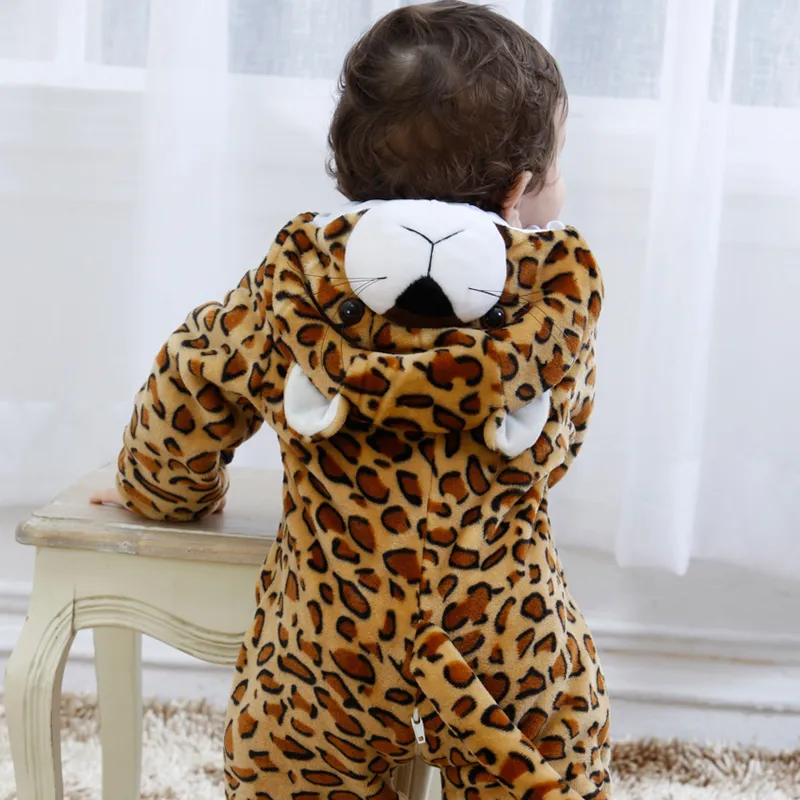 Garçon Fille Dress Up Costume Panthère Brun Leopard Kigurumi Bande