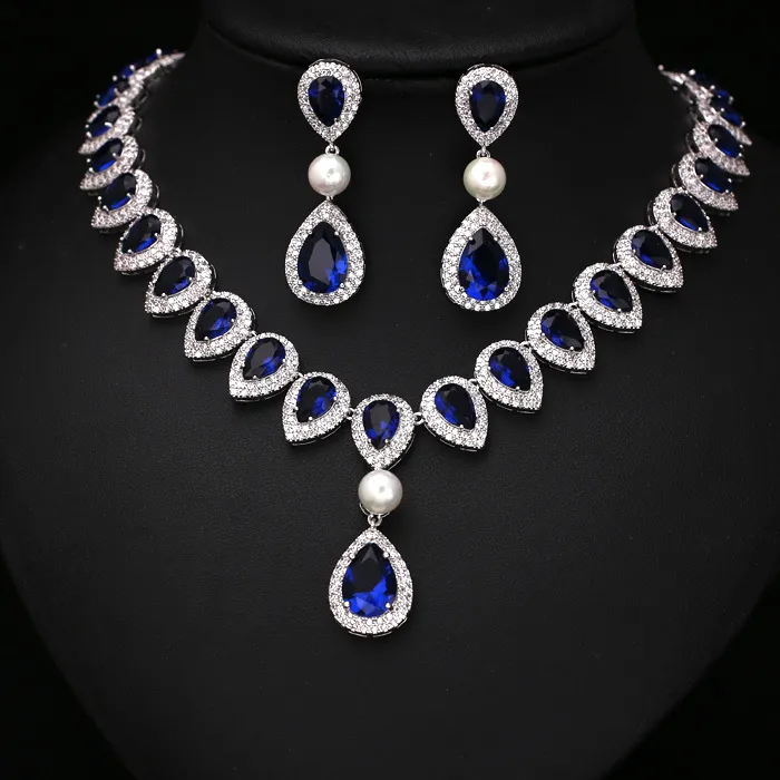 Fashion Royal Blue Arrow Heart With Square Shape CZ Crystal And