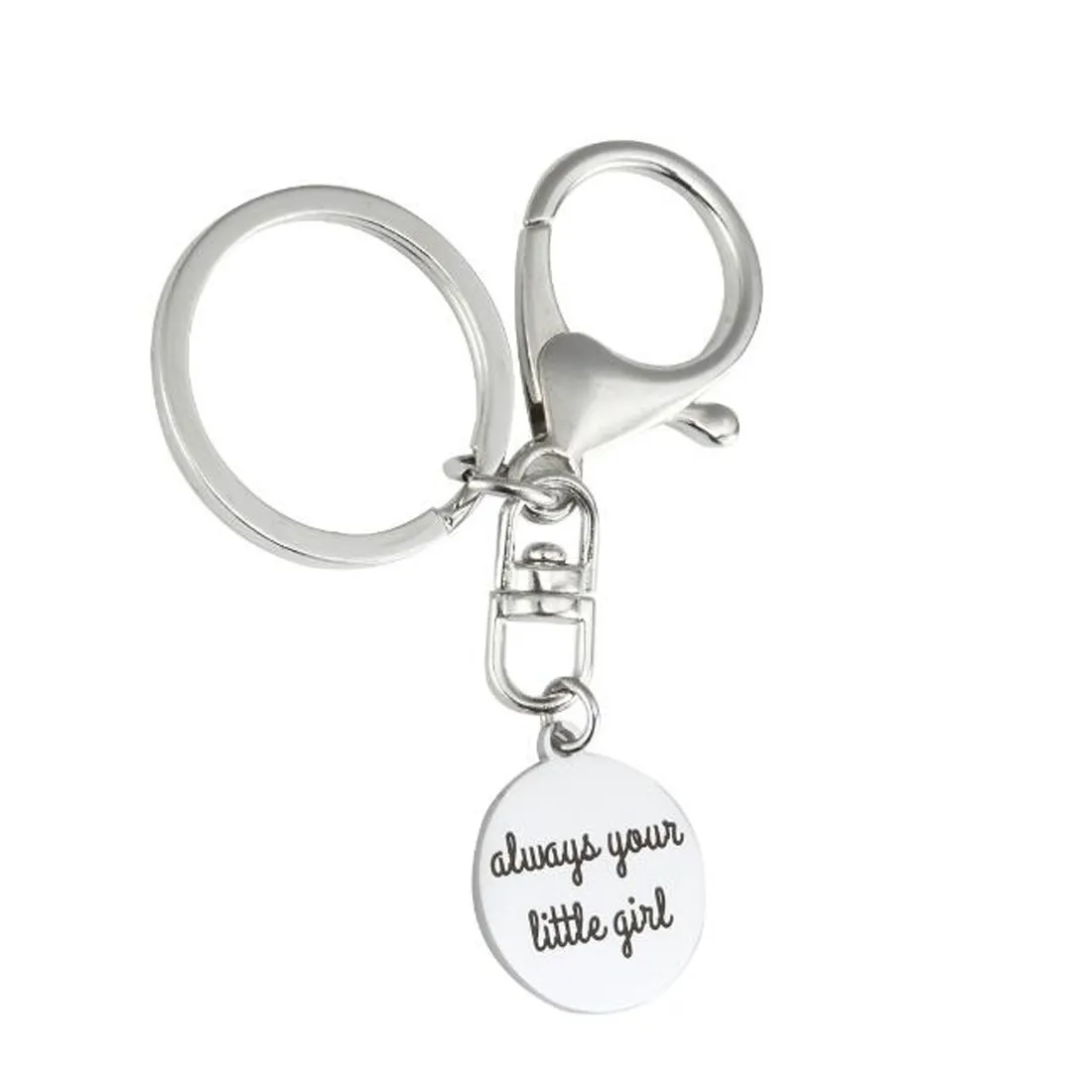 Porte-clés rond en acier inoxydable et argent, personnalité, toujours votre petit porte-clés pour mariage, cadeaux de Couple