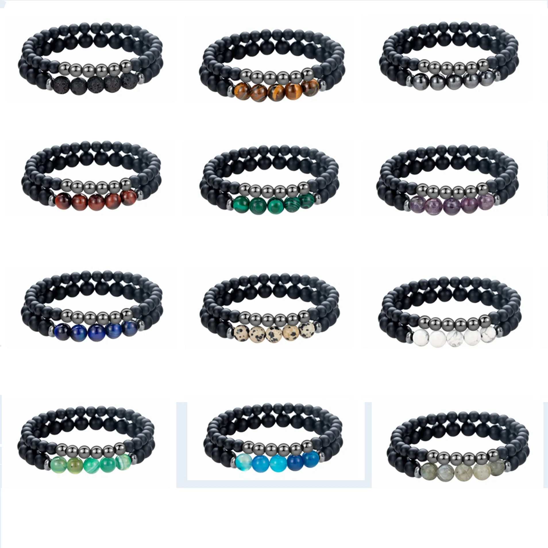 Magnetische bedelarmband voor mannen Vrouwen Zwart Gebed Matte Onyx Armbanden Afstand Couples Sieraden Hematite Stone Power Bangle