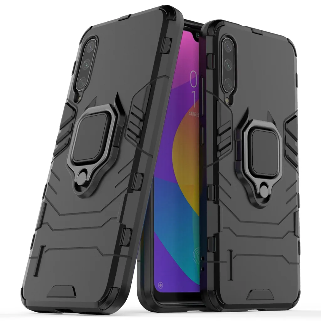 Supporto per anello Custodia per cavalletto Armatura Rugged Dual Layer PER XIAOMI CC9 CC9E A3 LITE REDMI 7A K20 50 pezzi