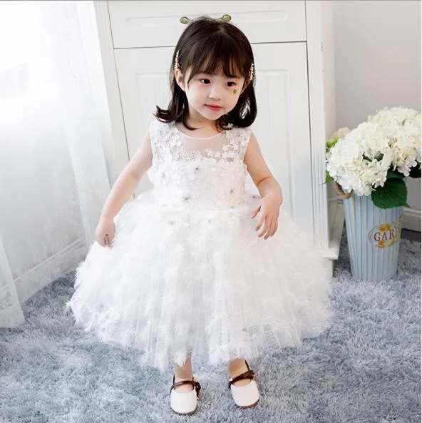 2020 Nouvelle Robe Blanche Baby Girl Baptême Vêtements 1 An