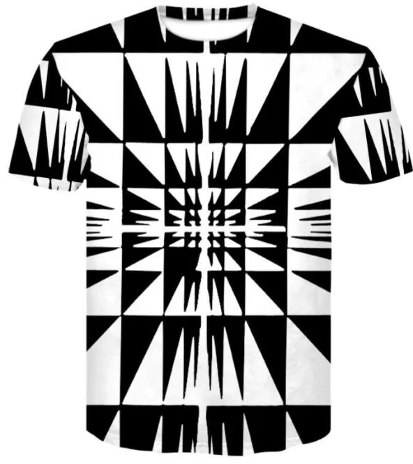 популярные случайные свободные печатные футболки мужская одежда лето новый головокружение абстрактный стереограмма печати с коротким рукавом футболки одежда униформа Спорт
