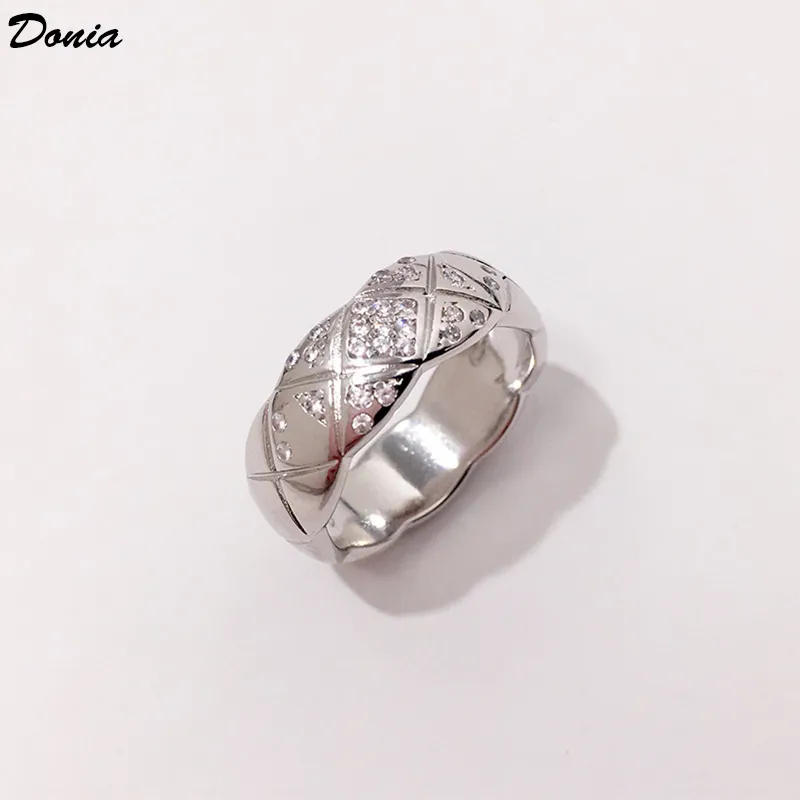 Donia smycken lyx ring mode brett nät koppar mikro inlagd zirkon europeisk och amerikansk kreativ designer gåva2676