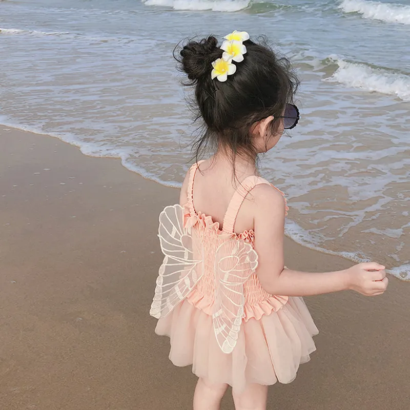 INS Baby Girls Angel Wings traje de baño Summer New Kids Butterfly Suspender Princess Traje de baño Niños Vestido de baño C6287