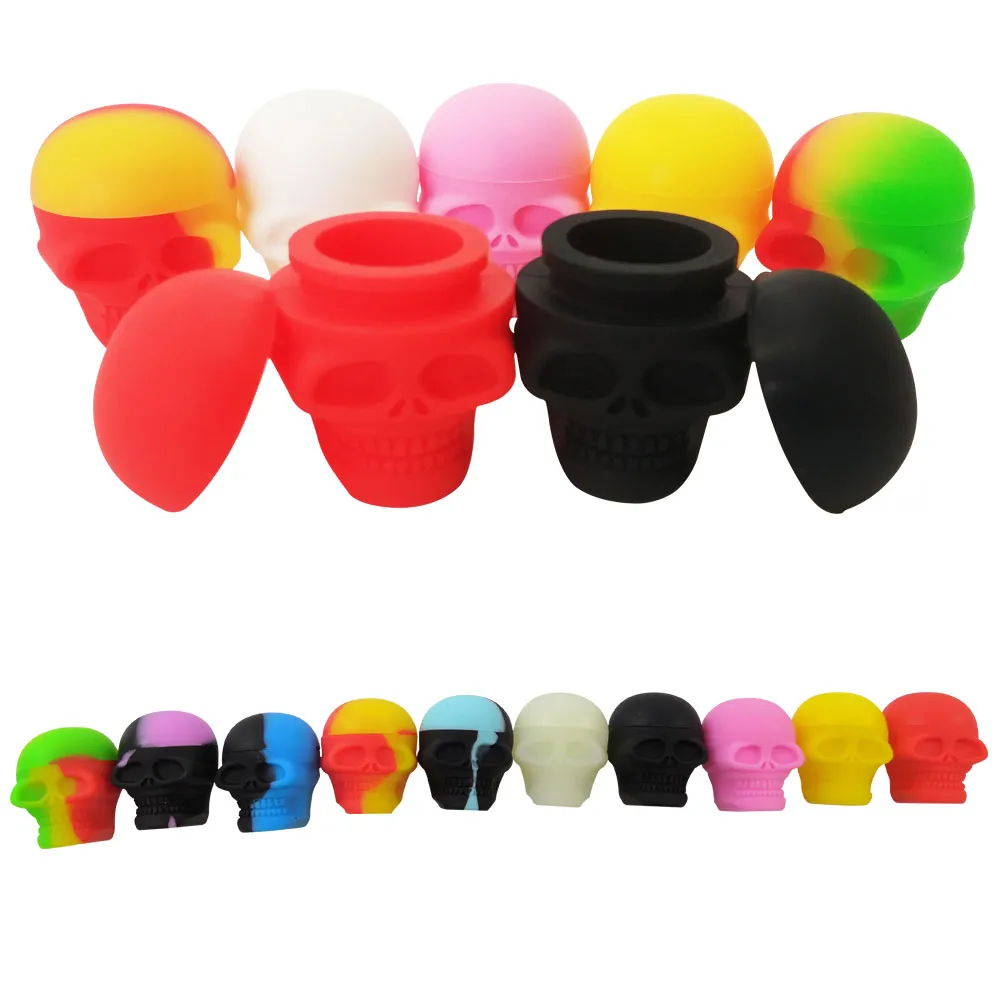 Silicone Skull Wax Containers 50pcs/lot 3ml Small Non-stick Silicon Dab Concentrate Storage Jars