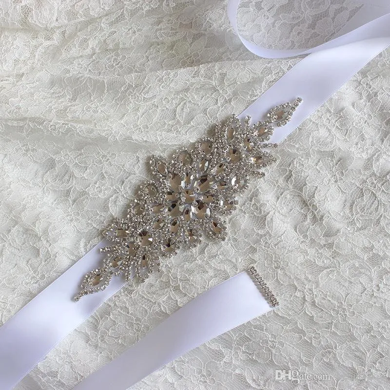 Luxury Bridal Belt Rhinestone Adornment Wedding Sashes Dress Accessories 100% Hand-made White Ivory Blush för Prom Party