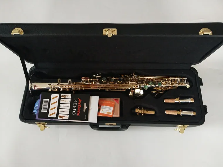 Sopran Straight Sax Musical Instruments B Flat Silver Professional S-992 Performance Gratis frakt