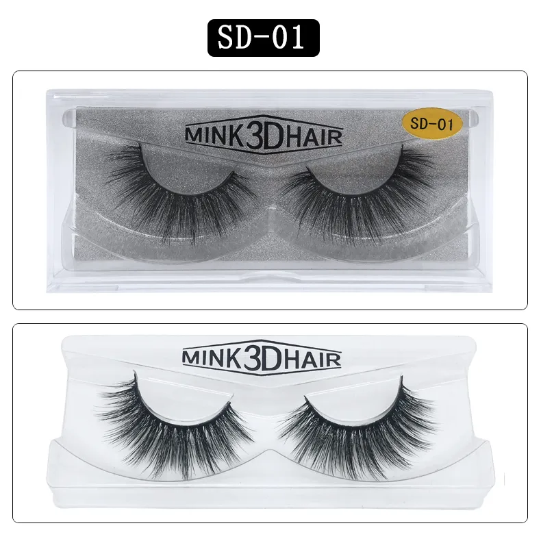 1 Pair / Lot rzęsy 3D Mink Lashes Luksusowe ręcznie Made Norek Rzęsy Wysokiej objętości Okrucieństwo Free Norek Fałszywe Rzęsy Górne rzęsy