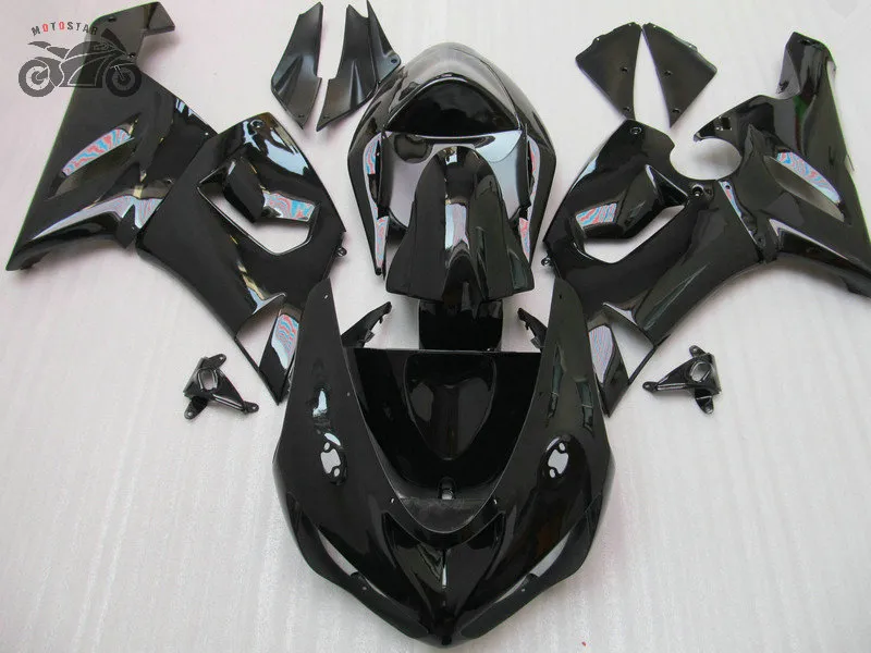 Anpassa Fairings Kit för Kawasaki Ninja ZX6R 2005 2006 Motorcykel Road Sport Black Fairing Kit ZX636 ZX-6R ZX 6R 05 06 ZX 6R