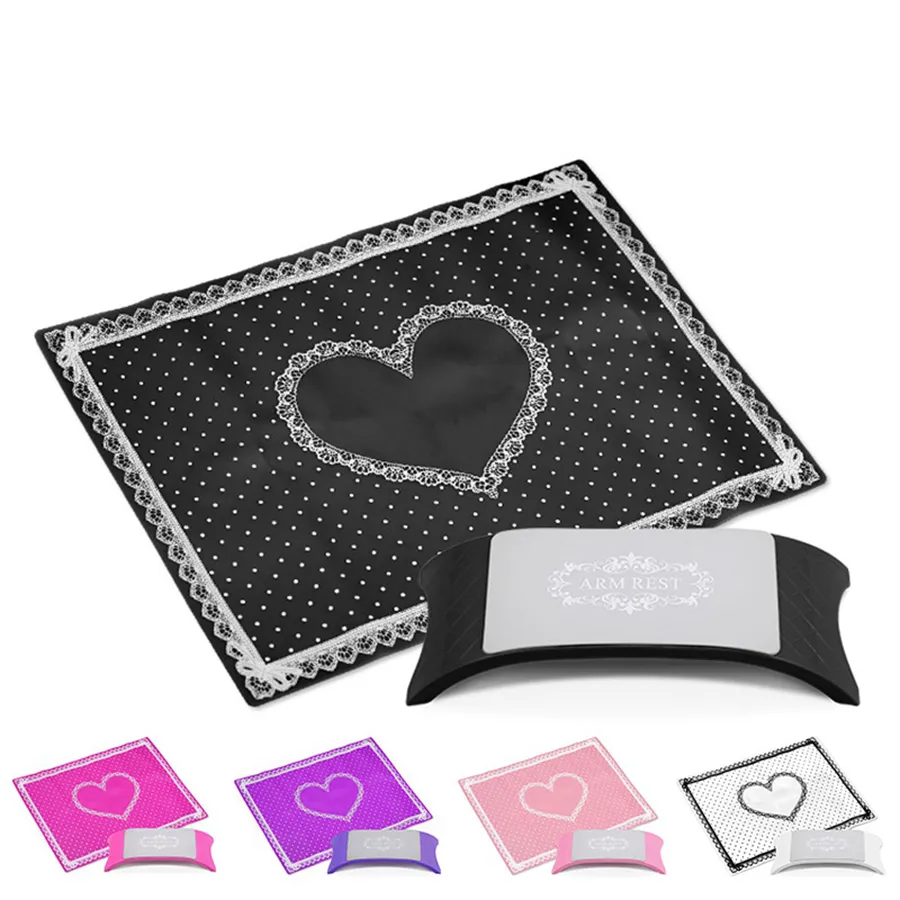 Kudde Handhållare Nail Art Salon Practice Cushion Lace Bord Tvättbar Mat Pad Fällbara Tvättbara Manikyr Verktyg RRA1345