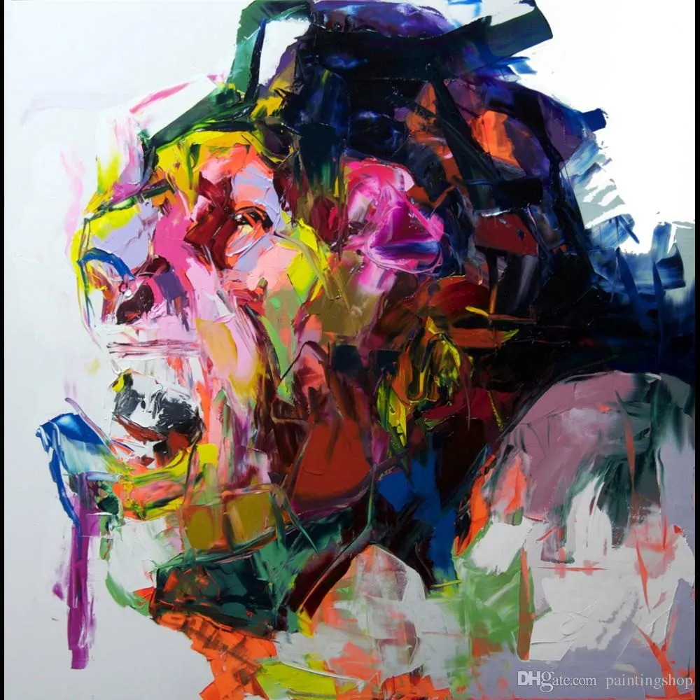 Francoise Nielly Paleta Cuchillo Impresión Inicio Obras de arte Retrato moderno Pintura al óleo hecha a mano sobre lienzo Textura cóncava convexa Face222