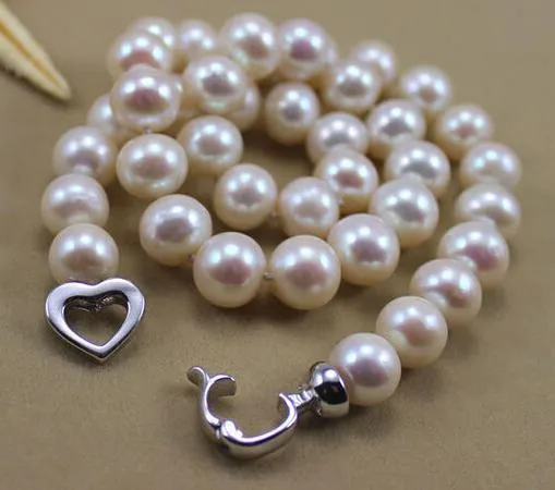 Splendida collana di perle bianche dei mari del sud da 10-11 mm Chiusura in argento 925 da 19 pollici